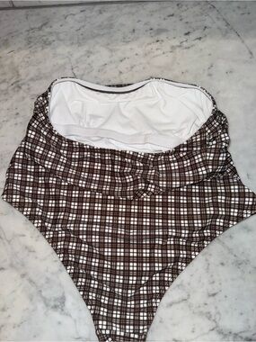 Afends Brown Plaid One-Piece Swimsuit